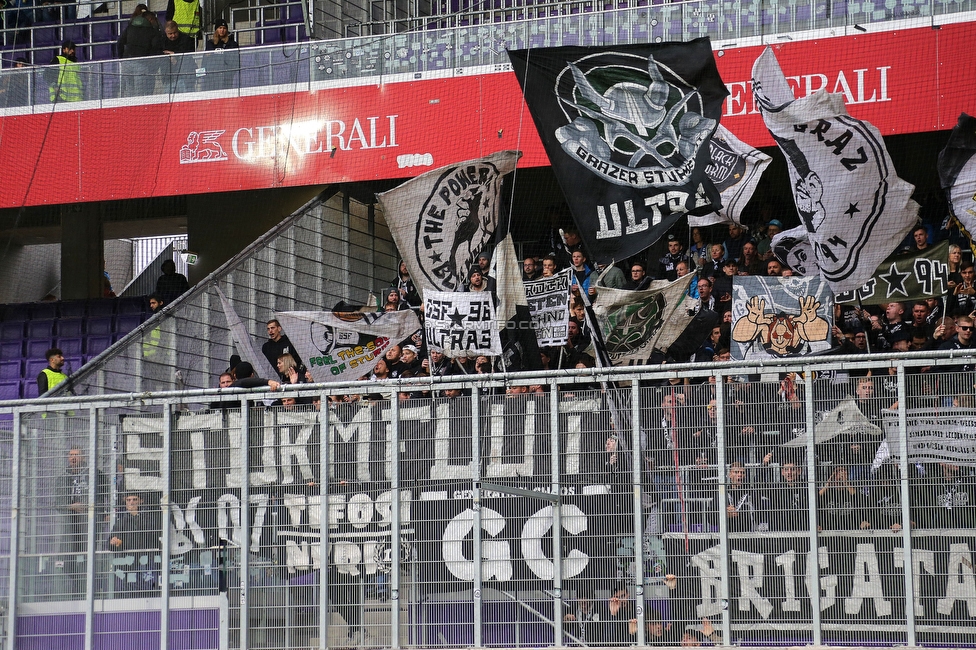 Austria Wien - Sturm Graz
Oesterreichische Fussball Bundesliga, 10. Runde, FK Austria Wien - SK Sturm Graz, Generali-Arena Wien, 02.10.2022. 

Foto zeigt Fans von Sturm
Schlüsselwörter: sturmflut