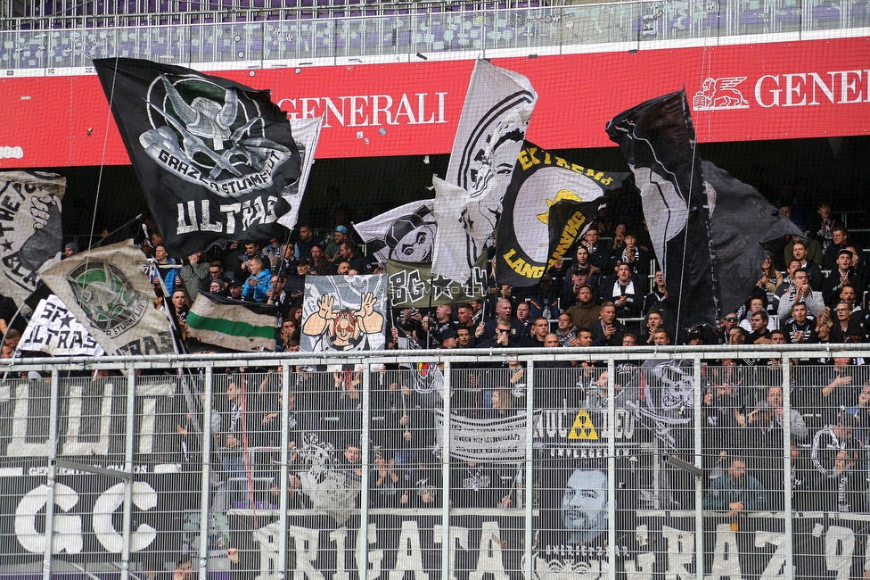 Austria Wien - Sturm Graz
Oesterreichische Fussball Bundesliga, 10. Runde, FK Austria Wien - SK Sturm Graz, Generali-Arena Wien, 02.10.2022. 

Foto zeigt Fans von Sturm
Schlüsselwörter: brigata