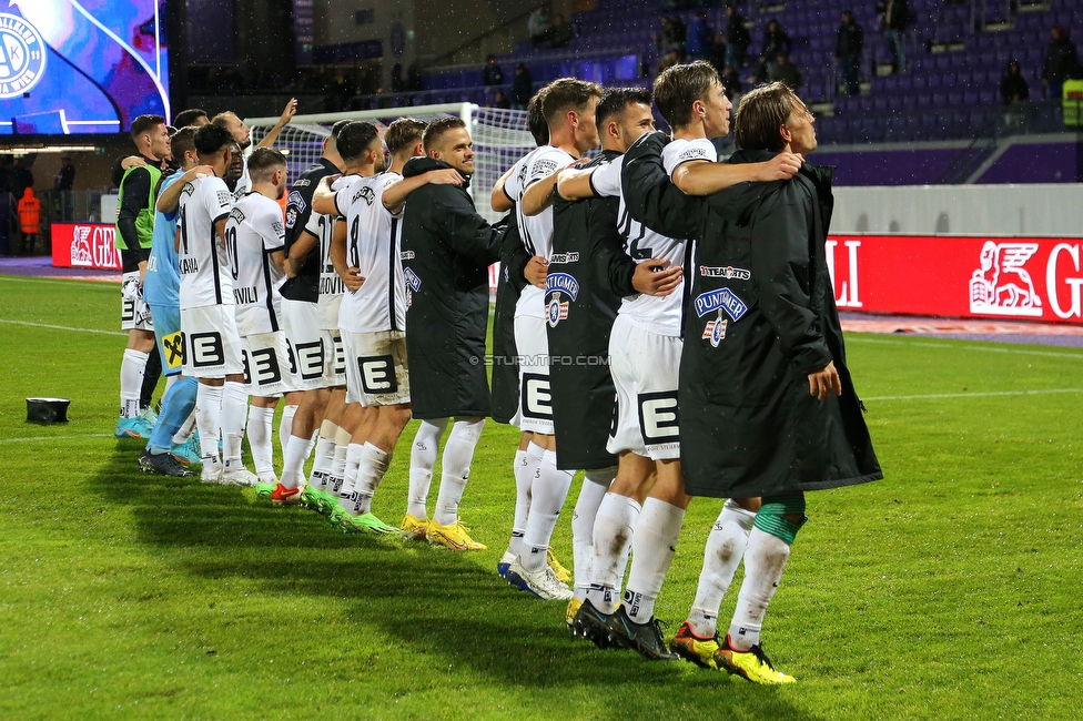 Austria Wien - Sturm Graz
Oesterreichische Fussball Bundesliga, 10. Runde, FK Austria Wien - SK Sturm Graz, Generali-Arena Wien, 02.10.2022. 

Foto zeigt die Mannschaft von Sturm
