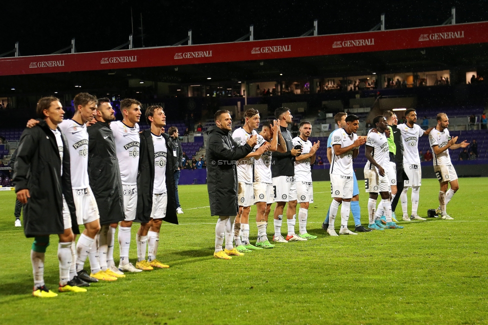 Austria Wien - Sturm Graz
Oesterreichische Fussball Bundesliga, 10. Runde, FK Austria Wien - SK Sturm Graz, Generali-Arena Wien, 02.10.2022. 

Foto zeigt die Mannschaft von Sturm
