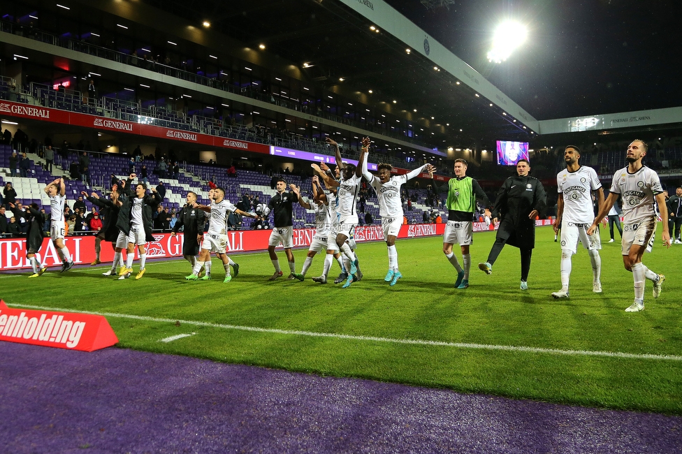 Austria Wien - Sturm Graz
Oesterreichische Fussball Bundesliga, 10. Runde, FK Austria Wien - SK Sturm Graz, Generali-Arena Wien, 02.10.2022. 

Foto zeigt die Mannschaft von Sturm
