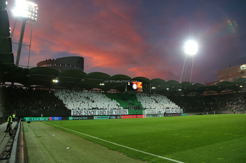 Sturm Graz - Lazio
UEFA Europa League Gruppenphase 3. Spieltag, SK Sturm Graz - SS Lazio, Stadion Liebenau Graz, 06.10.2022. 

Foto zeigt Fans von Sturm mit einer Choreografie
