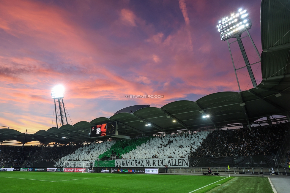 Sturm Graz - Lazio
UEFA Europa League Gruppenphase 3. Spieltag, SK Sturm Graz - SS Lazio, Stadion Liebenau Graz, 06.10.2022. 

Foto zeigt Fans von Sturm mit einer Choreografie
