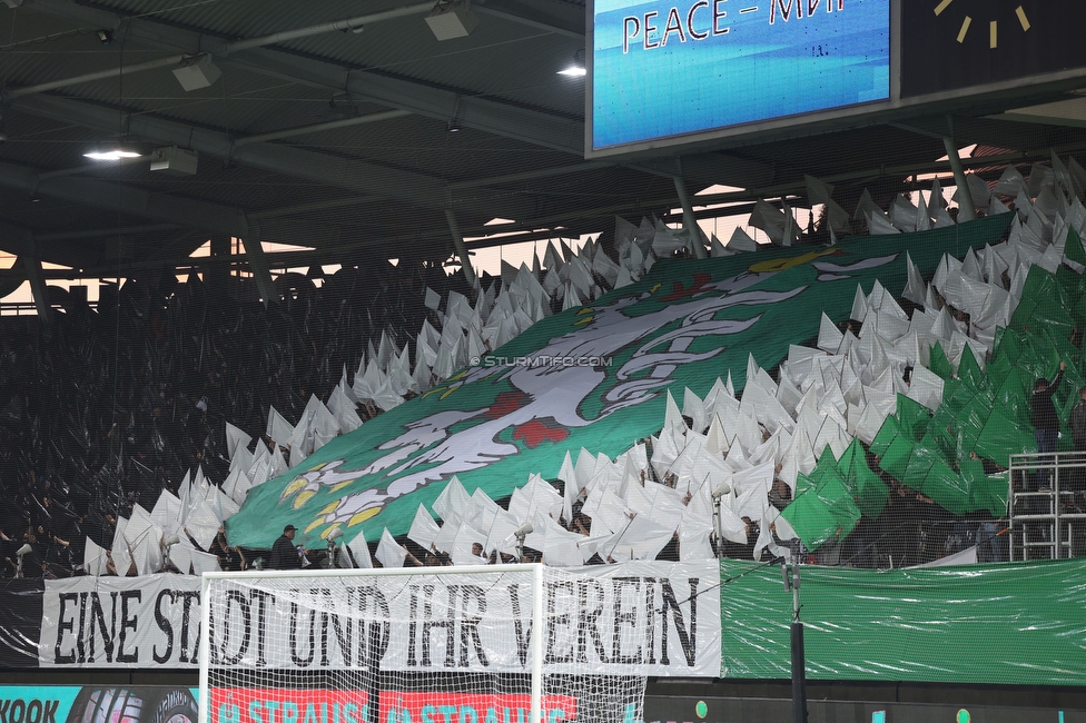 Sturm Graz - Lazio
UEFA Europa League Gruppenphase 3. Spieltag, SK Sturm Graz - SS Lazio, Stadion Liebenau Graz, 06.10.2022. 

Foto zeigt Fans von Sturm mit einer Choreografie
