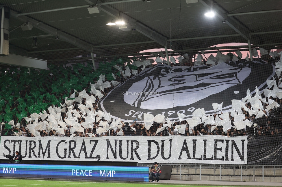 Sturm Graz - Lazio
UEFA Europa League Gruppenphase 3. Spieltag, SK Sturm Graz - SS Lazio, Stadion Liebenau Graz, 06.10.2022. 

Foto zeigt Fans von Sturm mit einer Choreografie
