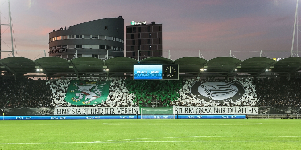 Sturm Graz - Lazio
UEFA Europa League Gruppenphase 3. Spieltag, SK Sturm Graz - SS Lazio, Stadion Liebenau Graz, 06.10.2022. 

Foto zeigt Fans von Sturm mit einer Choreografie
