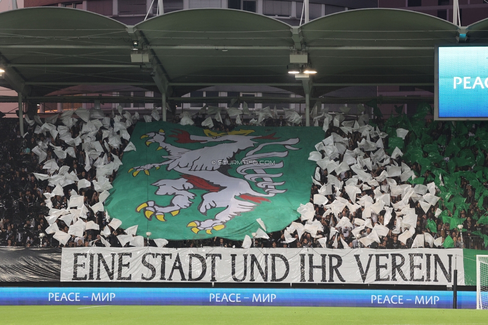 Sturm Graz - Lazio
UEFA Europa League Gruppenphase 3. Spieltag, SK Sturm Graz - SS Lazio, Stadion Liebenau Graz, 06.10.2022. 

Foto zeigt Fans von Sturm mit einer Choreografie
