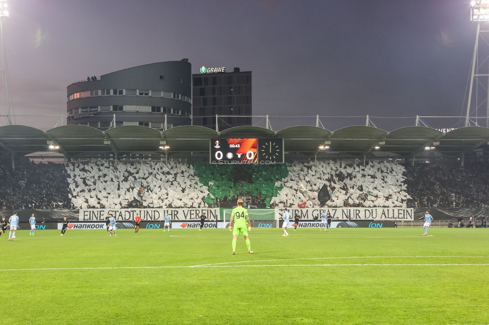 Sturm Graz - Lazio
UEFA Europa League Gruppenphase 3. Spieltag, SK Sturm Graz - SS Lazio, Stadion Liebenau Graz, 06.10.2022. 

Foto zeigt Fans von Sturm mit einer Choreografie
