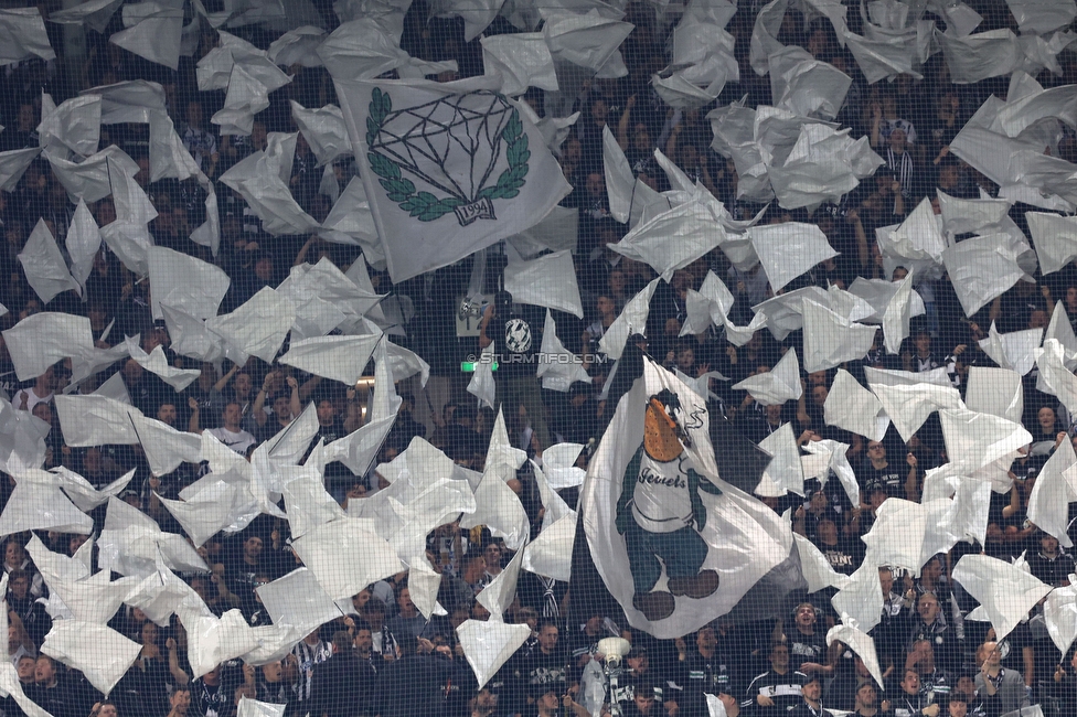 Sturm Graz - Lazio
UEFA Europa League Gruppenphase 3. Spieltag, SK Sturm Graz - SS Lazio, Stadion Liebenau Graz, 06.10.2022. 

Foto zeigt Fans von Sturm mit einer Choreografie
