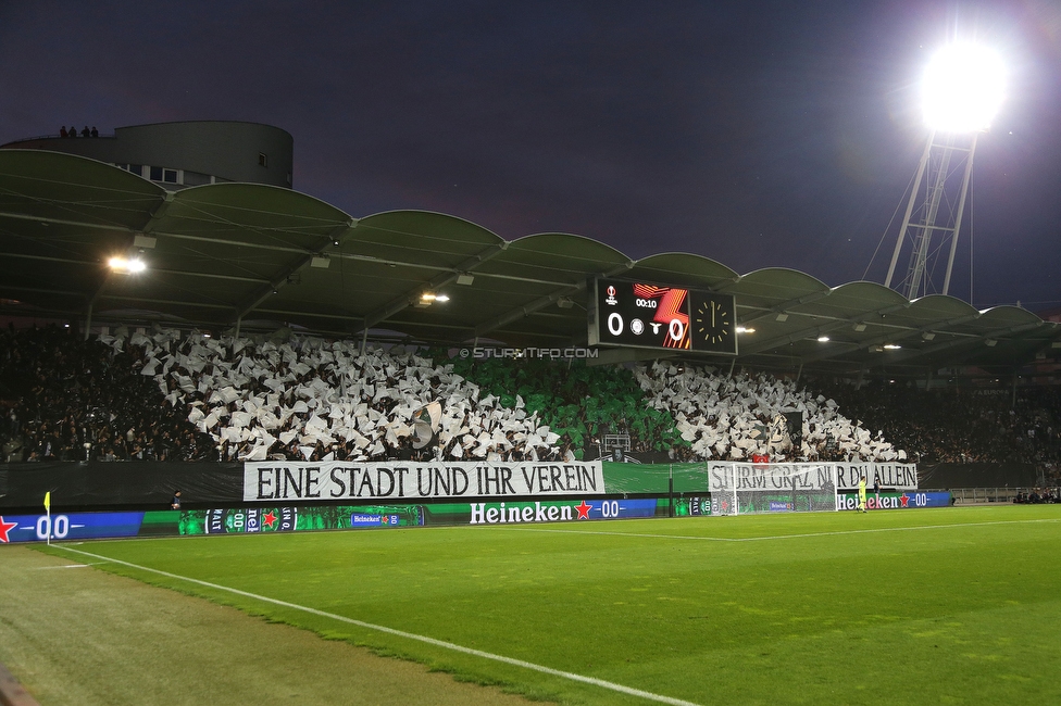 Sturm Graz - Lazio
UEFA Europa League Gruppenphase 3. Spieltag, SK Sturm Graz - SS Lazio, Stadion Liebenau Graz, 06.10.2022. 

Foto zeigt Fans von Sturm mit einer Choreografie
