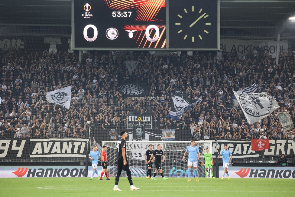 Sturm Graz - Lazio
UEFA Europa League Gruppenphase 3. Spieltag, SK Sturm Graz - SS Lazio, Stadion Liebenau Graz, 06.10.2022. 

Foto zeigt Fans von Sturm
