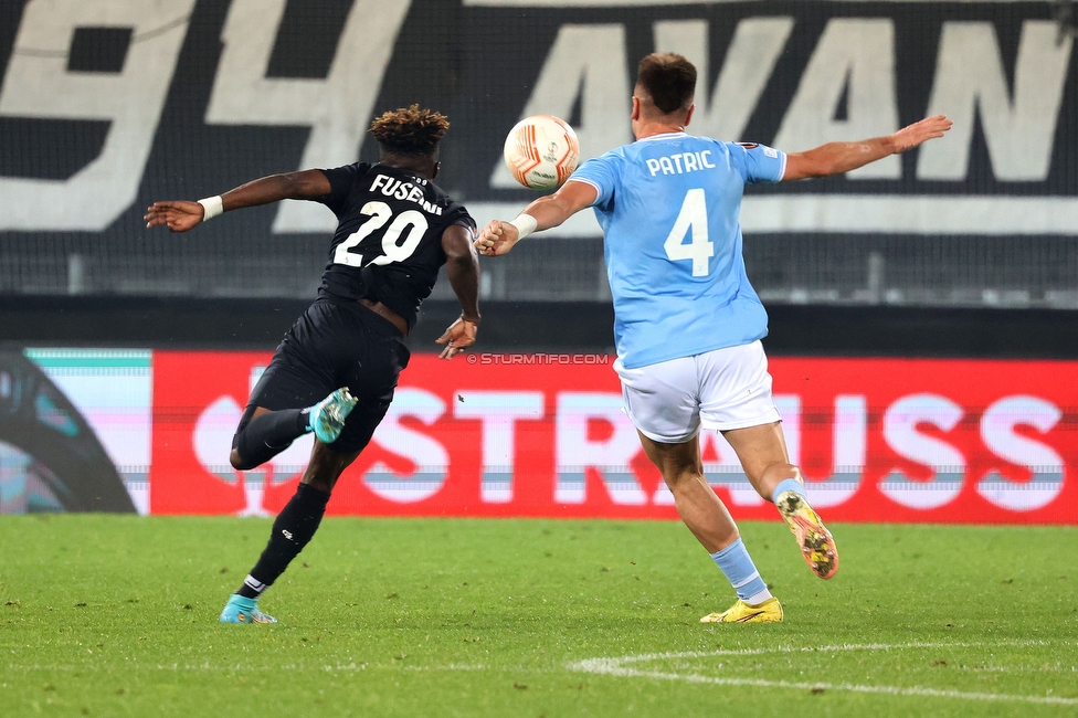 Sturm Graz - Lazio
UEFA Europa League Gruppenphase 3. Spieltag, SK Sturm Graz - SS Lazio, Stadion Liebenau Graz, 06.10.2022. 

Foto zeigt Mohammed Gadafi Fuseini (Sturm)
