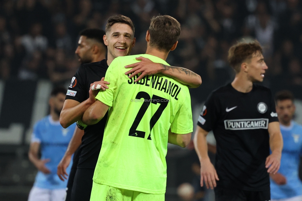 Sturm Graz - Lazio
UEFA Europa League Gruppenphase 3. Spieltag, SK Sturm Graz - SS Lazio, Stadion Liebenau Graz, 06.10.2022. 

Foto zeigt Sandro Ingolitsch (Sturm) und Joerg Siebenhandl (Sturm)
