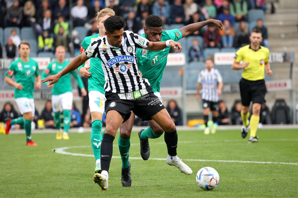 Sturm Graz - Tirol
Oesterreichische Fussball Bundesliga, 11. Runde, SK Sturm Graz - WSG Tirol, Stadion Liebenau Graz, 09.10.2022. 

Foto zeigt Manprit Sarkaria (Sturm)
