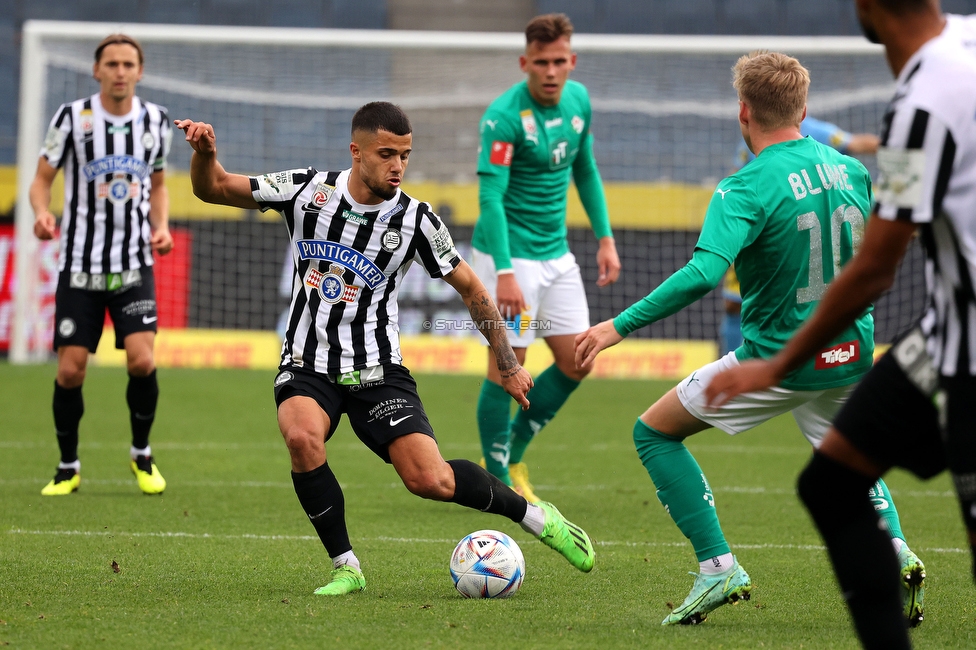 Sturm Graz - Tirol
Oesterreichische Fussball Bundesliga, 11. Runde, SK Sturm Graz - WSG Tirol, Stadion Liebenau Graz, 09.10.2022. 

Foto zeigt Jusuf Gazibegovic (Sturm)
