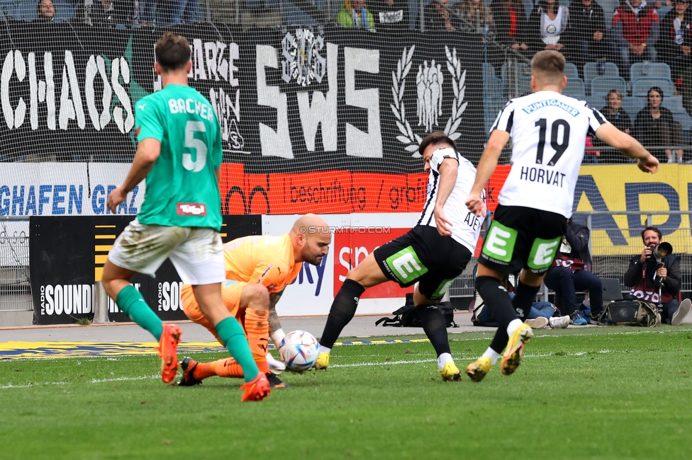 Sturm Graz - Tirol
Oesterreichische Fussball Bundesliga, 11. Runde, SK Sturm Graz - WSG Tirol, Stadion Liebenau Graz, 09.10.2022. 

Foto zeigt Albian Ajeti (Sturm) und Tomi Horvat (Sturm)
