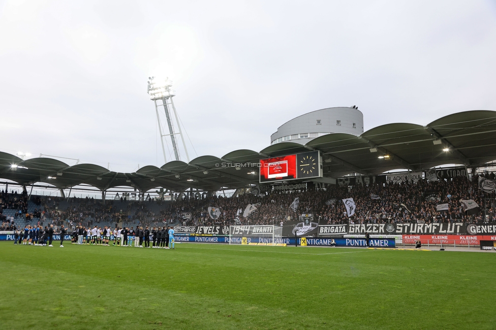 Sturm Graz - Tirol
Oesterreichische Fussball Bundesliga, 11. Runde, SK Sturm Graz - WSG Tirol, Stadion Liebenau Graz, 09.10.2022. 

Foto zeigt die Mannschaft von Sturm und Fans von Sturm
