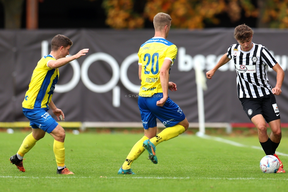 Sturm II - Vienna
Oesterreichische 2. Liga, 11. Runde, SK Sturm Graz II - First Vienna FC 1894, Solarstadion Gleisdorf, 09.10.2022. 

Foto zeigt Moritz Wels (Sturm II)
