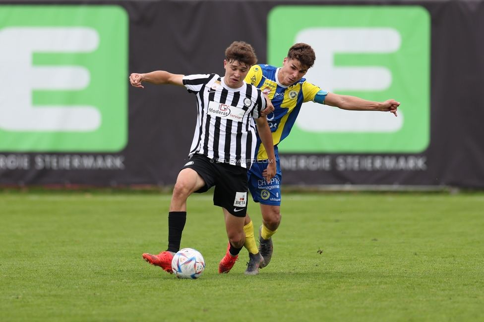 Sturm II - Vienna
Oesterreichische 2. Liga, 11. Runde, SK Sturm Graz II - First Vienna FC 1894, Solarstadion Gleisdorf, 09.10.2022. 

Foto zeigt Moritz Wels (Sturm II)
