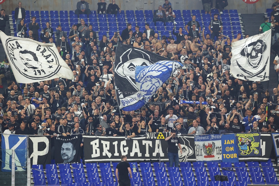 Lazio - Sturm Graz
UEFA Europa League Gruppenphase 4. Spieltag, SS Lazio - SK Sturm Graz, Stadio Olimpico Rom, 13.10.2022. 

Foto zeigt Fans von Sturm
Schlüsselwörter: brigata