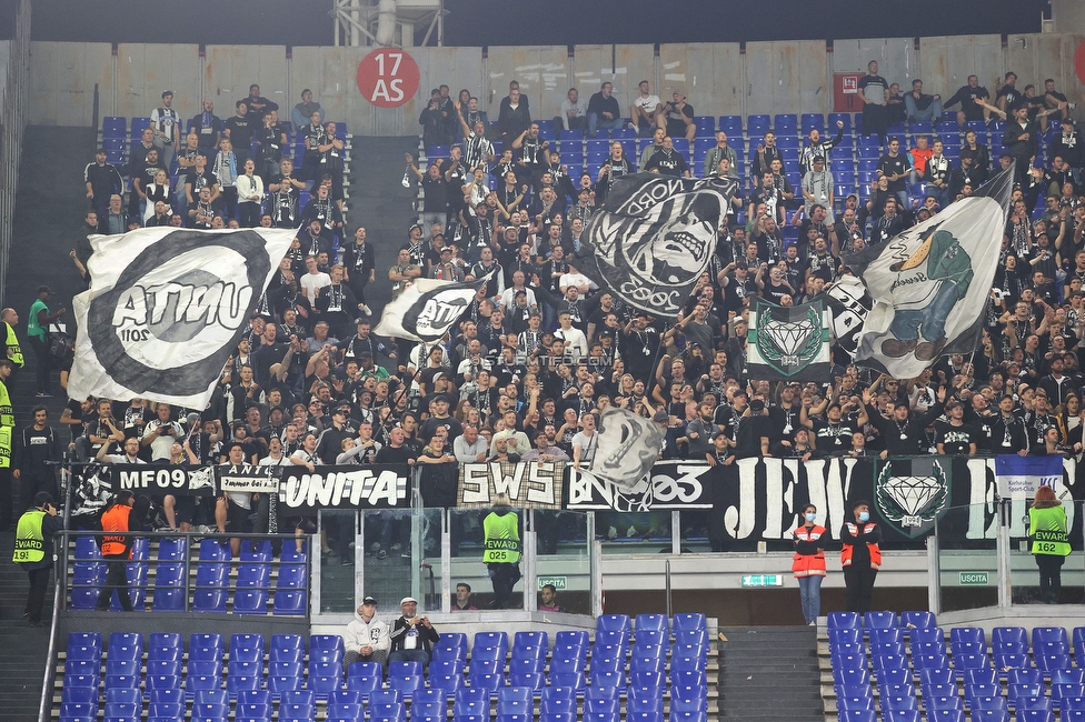 Lazio - Sturm Graz
UEFA Europa League Gruppenphase 4. Spieltag, SS Lazio - SK Sturm Graz, Stadio Olimpico Rom, 13.10.2022. 

Foto zeigt Fans von Sturm
Schlüsselwörter: jewels