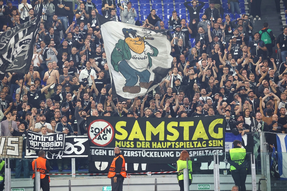 Lazio - Sturm Graz
UEFA Europa League Gruppenphase 4. Spieltag, SS Lazio - SK Sturm Graz, Stadio Olimpico Rom, 13.10.2022. 

Foto zeigt Fans von Sturm
Schlüsselwörter: samstag jewels