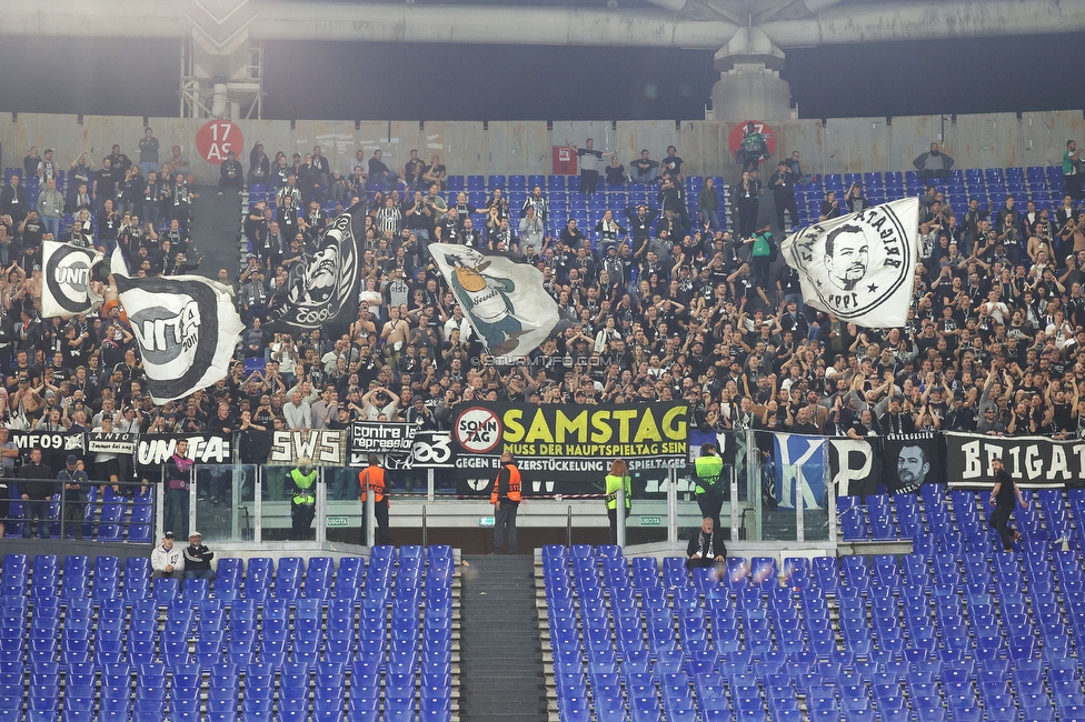 Lazio - Sturm Graz
UEFA Europa League Gruppenphase 4. Spieltag, SS Lazio - SK Sturm Graz, Stadio Olimpico Rom, 13.10.2022. 

Foto zeigt Fans von Sturm
Schlüsselwörter: samstag jewels