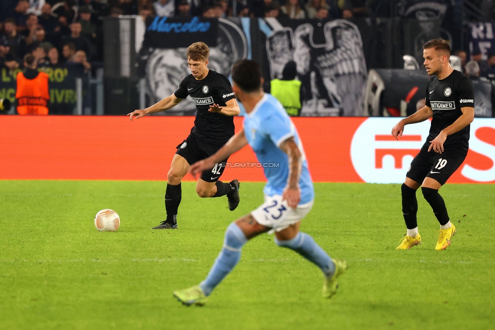 Lazio - Sturm Graz
UEFA Europa League Gruppenphase 4. Spieltag, SS Lazio - SK Sturm Graz, Stadio Olimpico Rom, 13.10.2022. 

Foto zeigt David Affengruber (Sturm)
