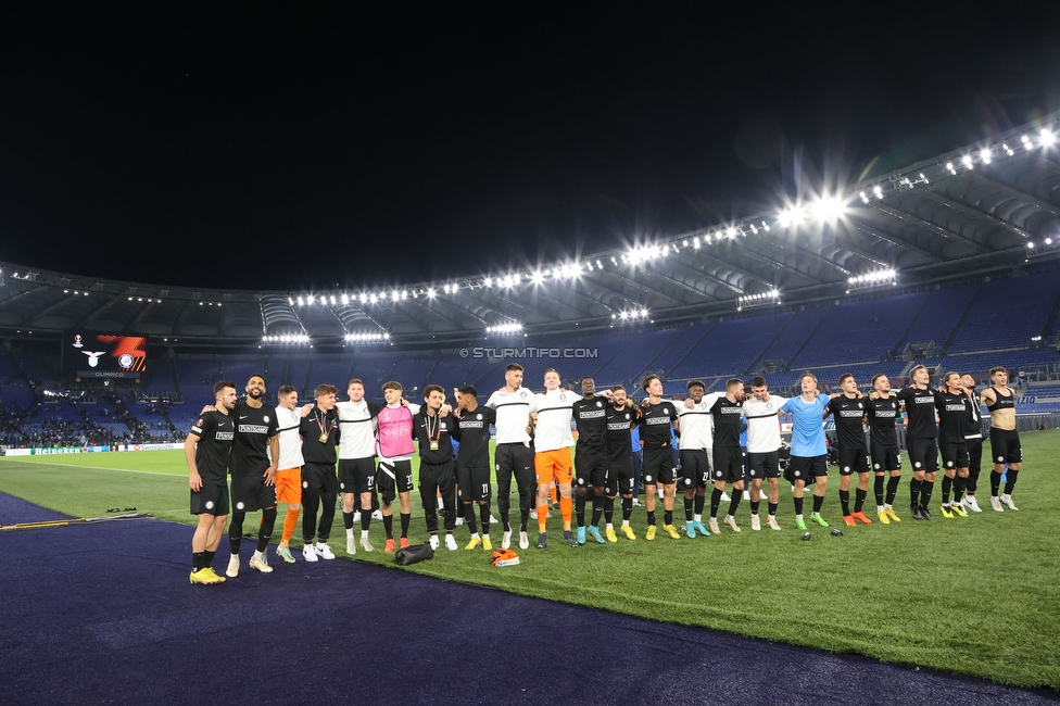 Lazio - Sturm Graz
UEFA Europa League Gruppenphase 4. Spieltag, SS Lazio - SK Sturm Graz, Stadio Olimpico Rom, 13.10.2022. 

Foto zeigt die Mannschaft von Sturm
