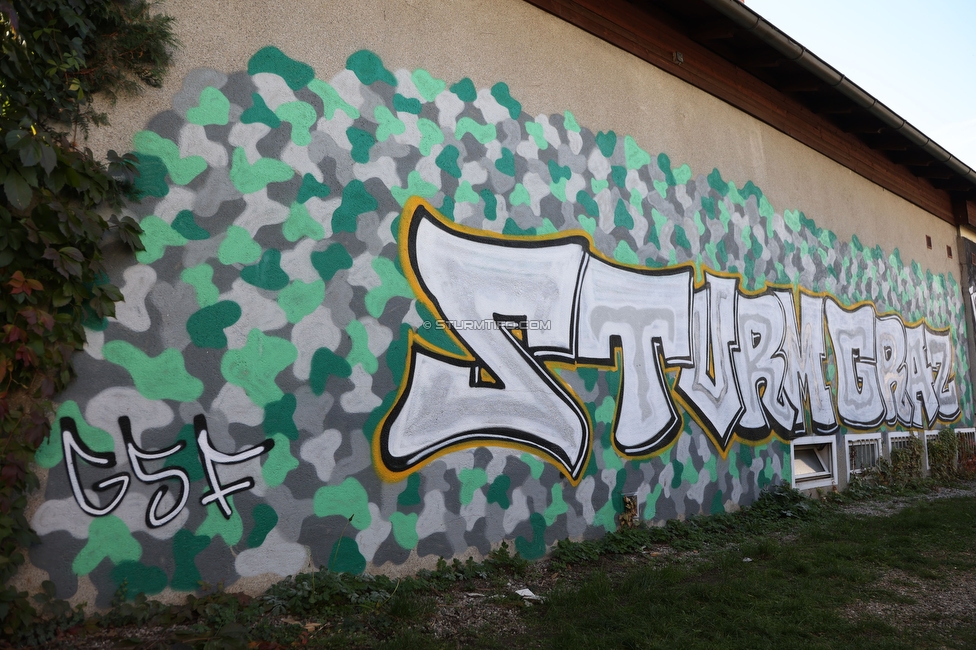 GAK - Sturm Graz
OEFB Cup, 3. Runde, Grazer AK 1902 - SK Sturm Graz, Stadion Liebenau Graz, 19.10.2022. 

Foto zeigt ein Graffiti
