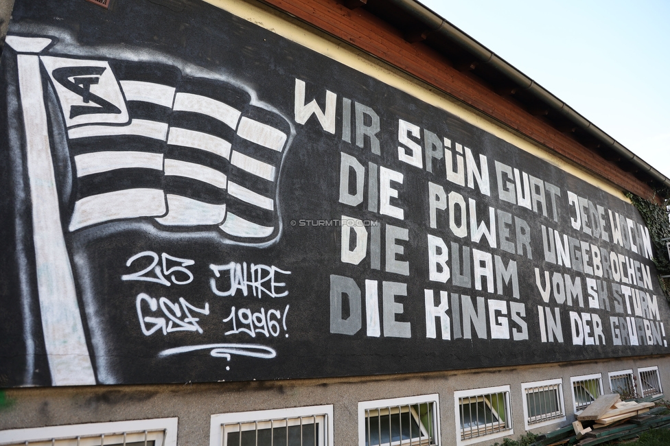 GAK - Sturm Graz
OEFB Cup, 3. Runde, Grazer AK 1902 - SK Sturm Graz, Stadion Liebenau Graz, 19.10.2022. 

Foto zeigt ein Graffiti

