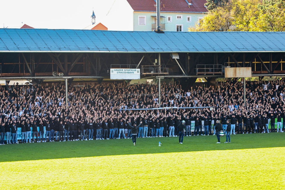 GAK - Sturm Graz
OEFB Cup, 3. Runde, Grazer AK 1902 - SK Sturm Graz, Stadion Liebenau Graz, 19.10.2022. 

Foto zeigt Fans von Sturm in der Gruabn
