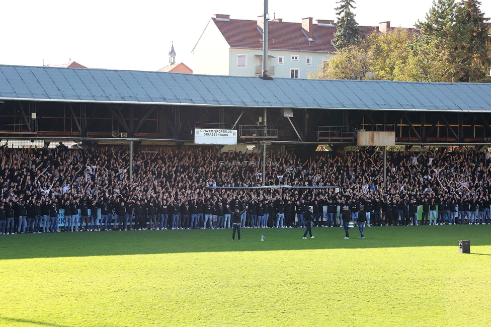 GAK - Sturm Graz
OEFB Cup, 3. Runde, Grazer AK 1902 - SK Sturm Graz, Stadion Liebenau Graz, 19.10.2022. 

Foto zeigt Fans von Sturm in der Gruabn
