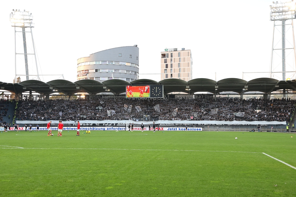 GAK - Sturm Graz
OEFB Cup, 3. Runde, Grazer AK 1902 - SK Sturm Graz, Stadion Liebenau Graz, 19.10.2022. 

Foto zeigt Fans von Sturm mit einer Choreografie
