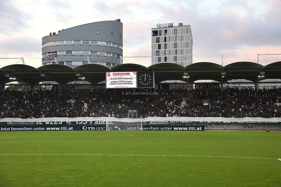 GAK - Sturm Graz
OEFB Cup, 3. Runde, Grazer AK 1902 - SK Sturm Graz, Stadion Liebenau Graz, 19.10.2022. 

Foto zeigt Fans von Sturm mit einer Choreografie
