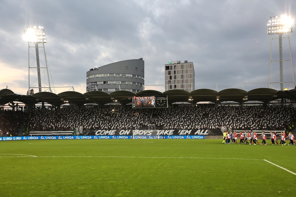 GAK - Sturm Graz
OEFB Cup, 3. Runde, Grazer AK 1902 - SK Sturm Graz, Stadion Liebenau Graz, 19.10.2022. 

Foto zeigt Fans von Sturm mit einer Choreografie
