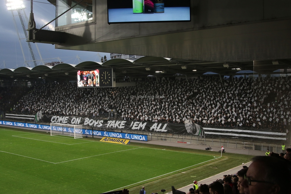 GAK - Sturm Graz
OEFB Cup, 3. Runde, Grazer AK 1902 - SK Sturm Graz, Stadion Liebenau Graz, 19.10.2022. 

Foto zeigt Fans von Sturm mit einer Choreografie
