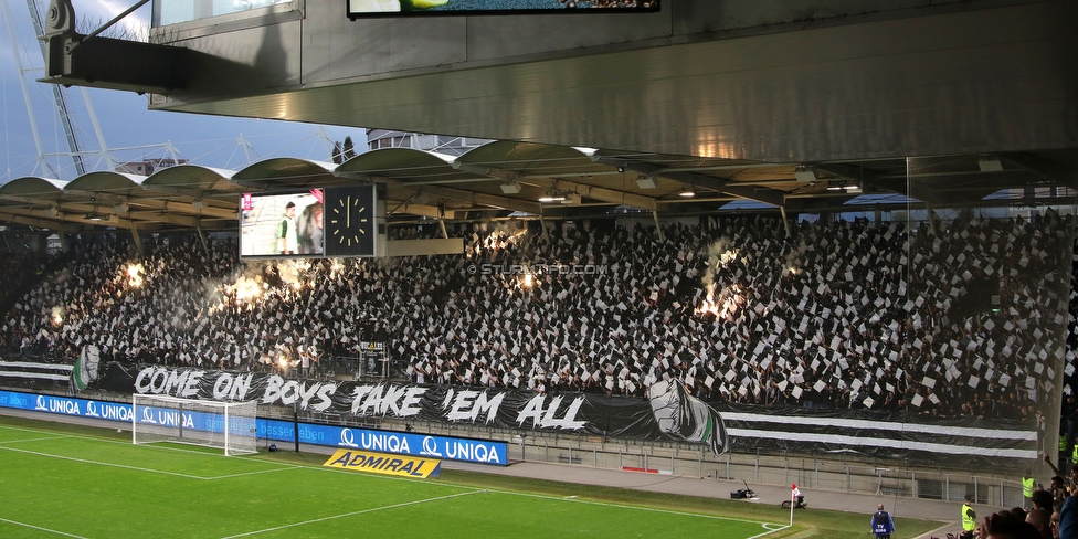 GAK - Sturm Graz
OEFB Cup, 3. Runde, Grazer AK 1902 - SK Sturm Graz, Stadion Liebenau Graz, 19.10.2022. 

Foto zeigt Fans von Sturm mit einer Choreografie
