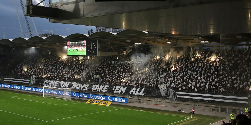 GAK - Sturm Graz
OEFB Cup, 3. Runde, Grazer AK 1902 - SK Sturm Graz, Stadion Liebenau Graz, 19.10.2022. 

Foto zeigt Fans von Sturm mit einer Choreografie
