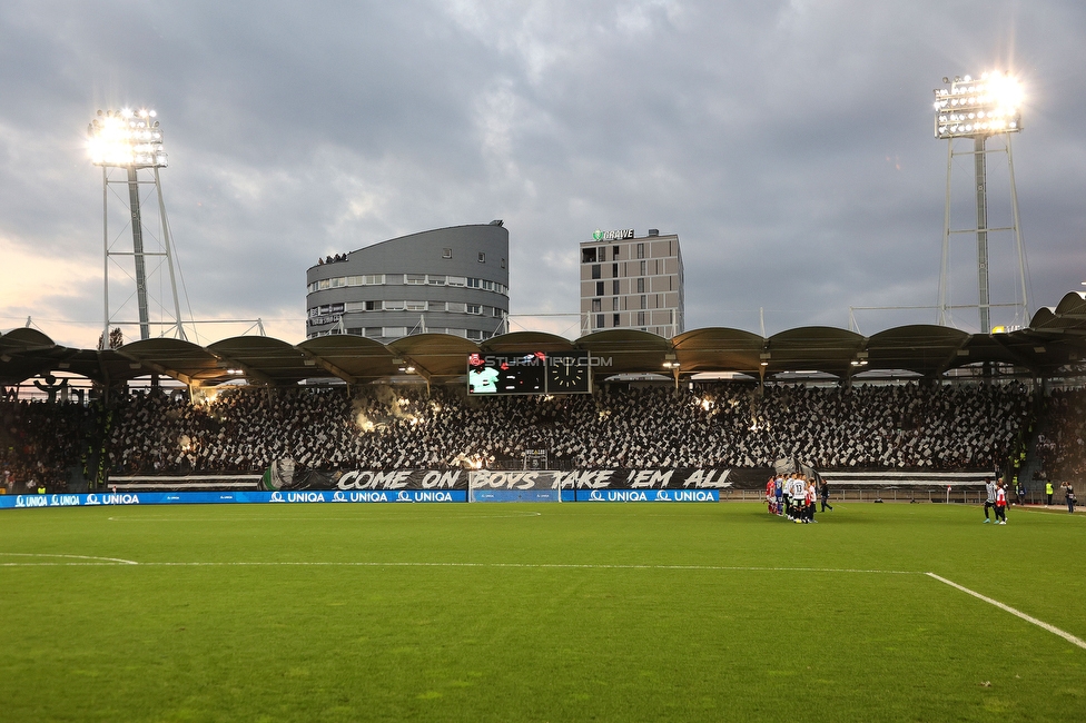 GAK - Sturm Graz
OEFB Cup, 3. Runde, Grazer AK 1902 - SK Sturm Graz, Stadion Liebenau Graz, 19.10.2022. 

Foto zeigt Fans von Sturm mit einer Choreografie
