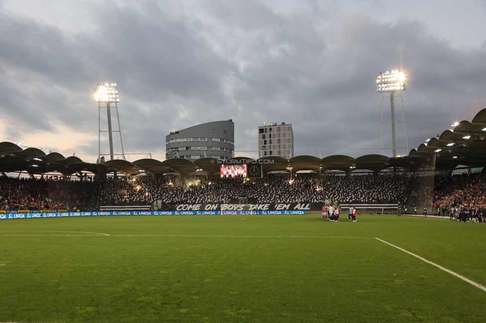 GAK - Sturm Graz
OEFB Cup, 3. Runde, Grazer AK 1902 - SK Sturm Graz, Stadion Liebenau Graz, 19.10.2022. 

Foto zeigt Fans von Sturm mit einer Choreografie
