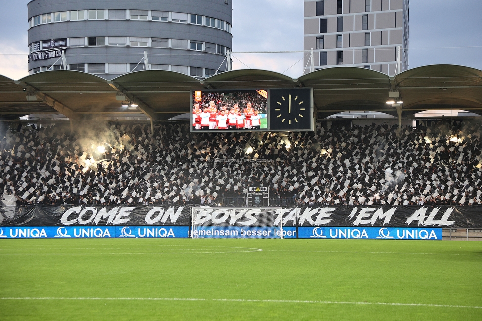 GAK - Sturm Graz
OEFB Cup, 3. Runde, Grazer AK 1902 - SK Sturm Graz, Stadion Liebenau Graz, 19.10.2022. 

Foto zeigt Fans von Sturm mit einer Choreografie
