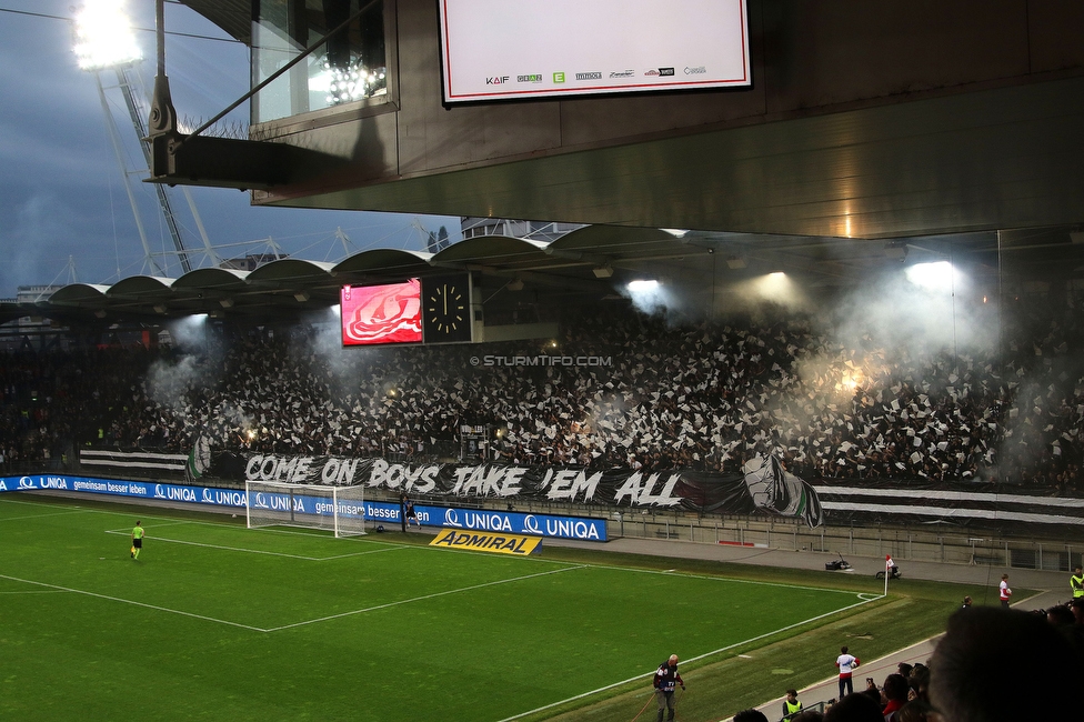 GAK - Sturm Graz
OEFB Cup, 3. Runde, Grazer AK 1902 - SK Sturm Graz, Stadion Liebenau Graz, 19.10.2022. 

Foto zeigt Fans von Sturm mit einer Choreografie
