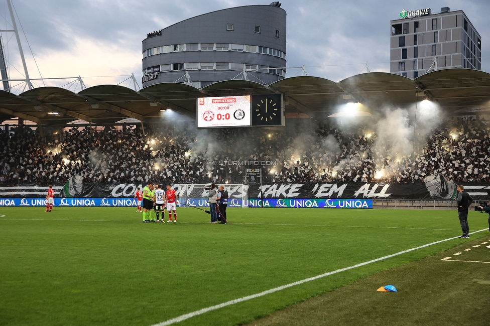 GAK - Sturm Graz
OEFB Cup, 3. Runde, Grazer AK 1902 - SK Sturm Graz, Stadion Liebenau Graz, 19.10.2022. 

Foto zeigt Fans von Sturm mit einer Choreografie
