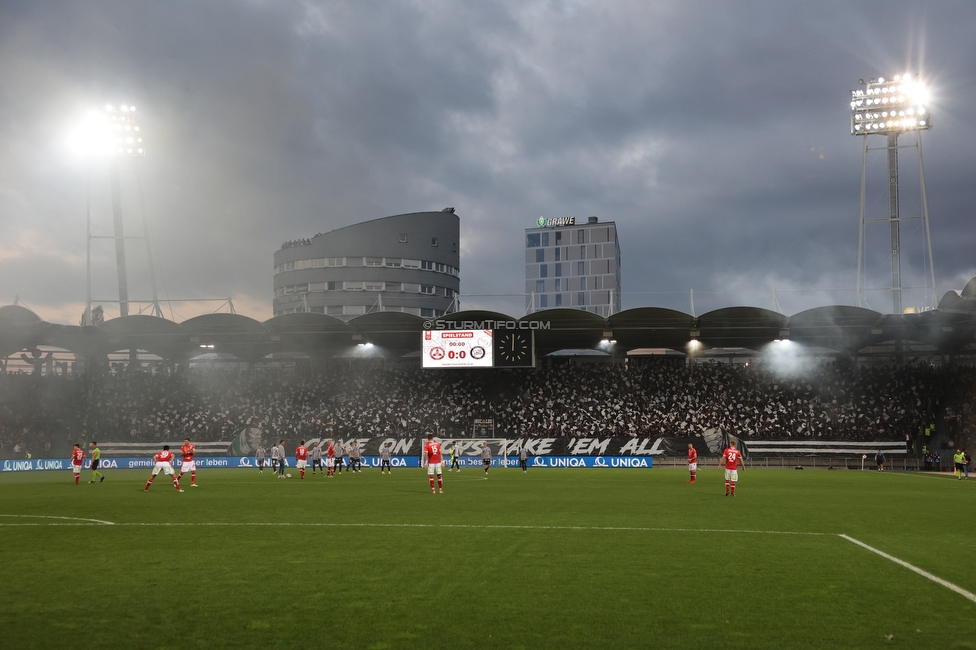 GAK - Sturm Graz
OEFB Cup, 3. Runde, Grazer AK 1902 - SK Sturm Graz, Stadion Liebenau Graz, 19.10.2022. 

Foto zeigt Fans von Sturm mit einer Choreografie
