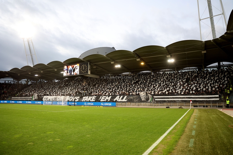 GAK - Sturm Graz
OEFB Cup, 3. Runde, Grazer AK 1902 - SK Sturm Graz, Stadion Liebenau Graz, 19.10.2022. 

Foto zeigt Fans von Sturm mit einer Choreografie
