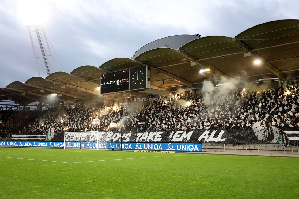 GAK - Sturm Graz
OEFB Cup, 3. Runde, Grazer AK 1902 - SK Sturm Graz, Stadion Liebenau Graz, 19.10.2022. 

Foto zeigt Fans von Sturm mit einer Choreografie
