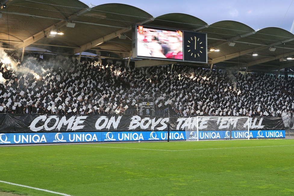 GAK - Sturm Graz
OEFB Cup, 3. Runde, Grazer AK 1902 - SK Sturm Graz, Stadion Liebenau Graz, 19.10.2022. 

Foto zeigt Fans von Sturm mit einer Choreografie
