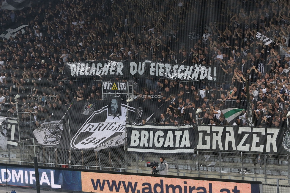 GAK - Sturm Graz
OEFB Cup, 3. Runde, Grazer AK 1902 - SK Sturm Graz, Stadion Liebenau Graz, 19.10.2022. 

Foto zeigt Fans von Sturm mit einem Spruchband
