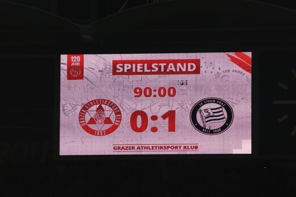 GAK - Sturm Graz
OEFB Cup, 3. Runde, Grazer AK 1902 - SK Sturm Graz, Stadion Liebenau Graz, 19.10.2022. 

Foto zeigt die Anzeigetafel
